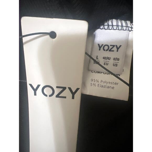 Solid Black Ribbed Contrast Long Sleeve Crewneck Bodysuit NWT Size L - Picture 5 of 7